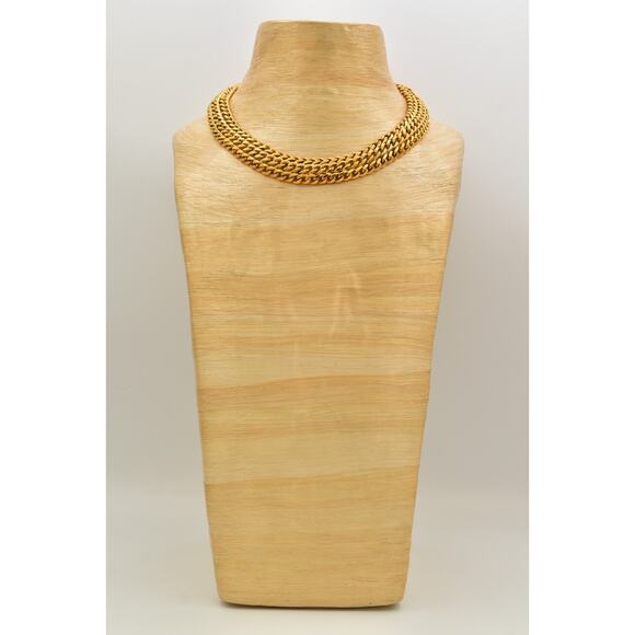 Givenchy Vintage Chunky Collar Necklace Brushed Gold Linked Chain Signed Bin1 - Picture 8 of 12